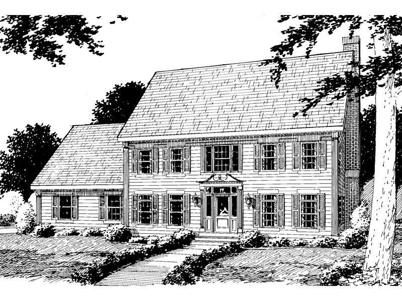 Colonial, Early American Home With High Styled Broken Pediment