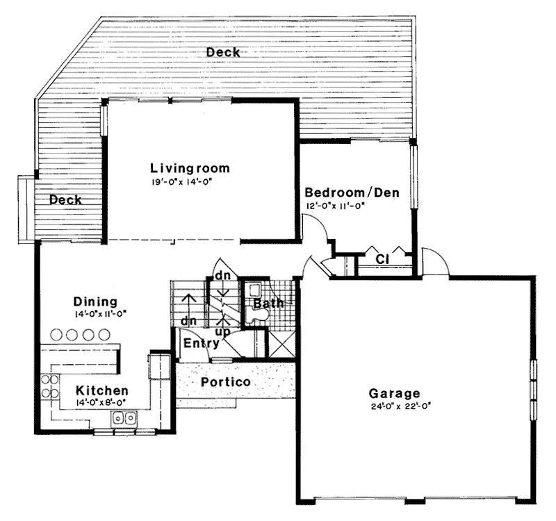 Cabin & Cottage House Plan First Floor - Falkirk Pass Modern Home 038D-0590 - Search House Plans and More