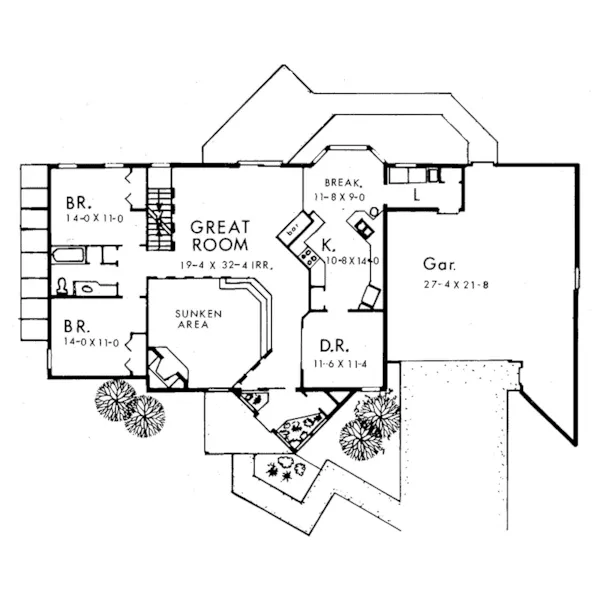 Contemporary House Plan First Floor - Schowalter Rustic Modern Home 038D-0592 - Shop House Plans and More