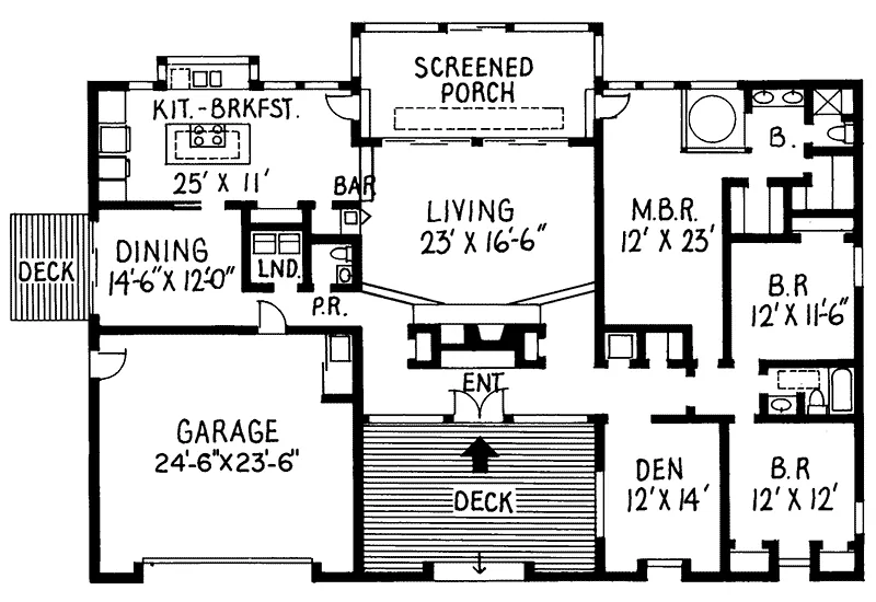 Ranch House Plan First Floor - Dolce Vita Contemporary Home 038D-0598 - Search House Plans and More
