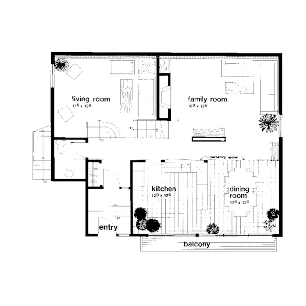 Traditional House Plan First Floor - Georgiana Bay Contemporary Home 038D-0606 - Search House Plans and More