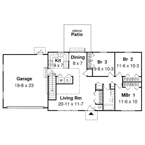 Ranch House Plan First Floor - Cornell Traditional Ranch Home 038D-0607 - Search House Plans and More