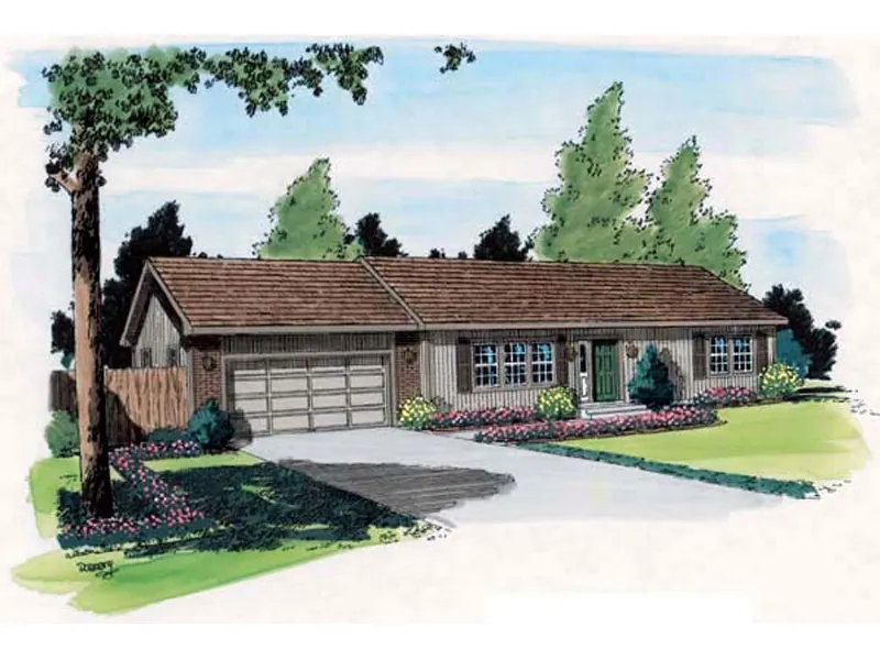Traditional Ranch Home Featuring A Two Car Garage