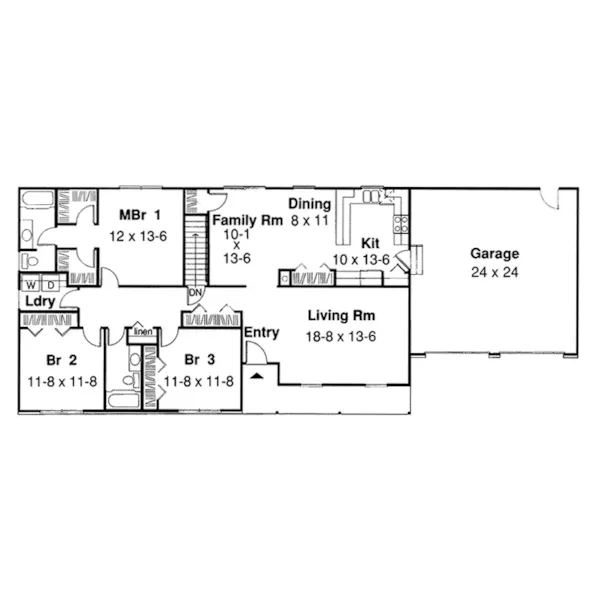 Traditional House Plan First Floor - Ann Arbor Park Ranch Home 038D-0610 - Search House Plans and More