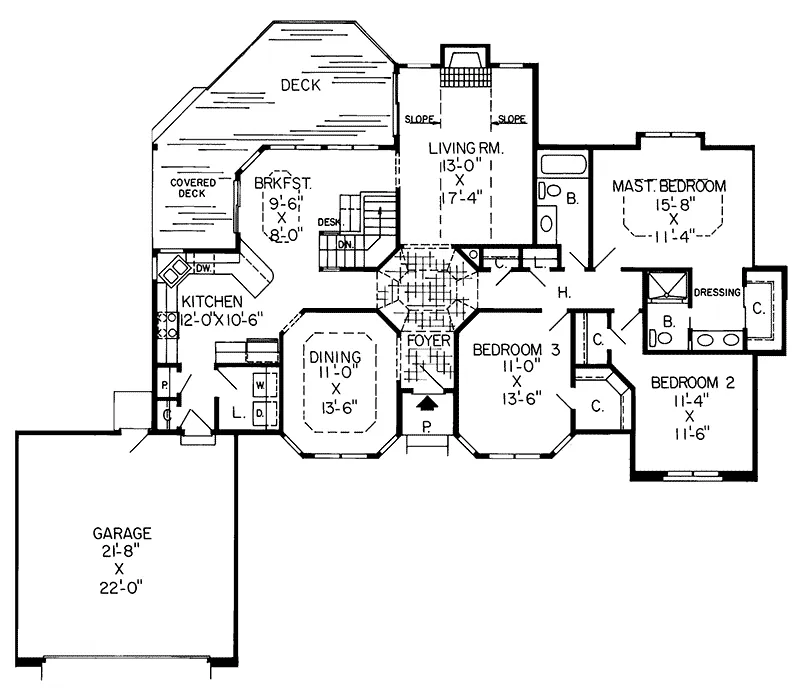 Tudor House Plan First Floor - Adrienne Ranch Home 038D-0611 - Search House Plans and More