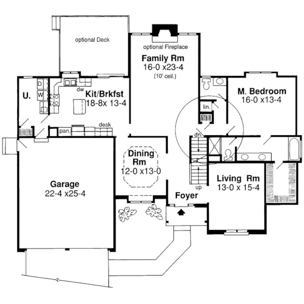 Contemporary House Plan First Floor - Chanhassen Traditional Home 038D-0615 - Search House Plans and More