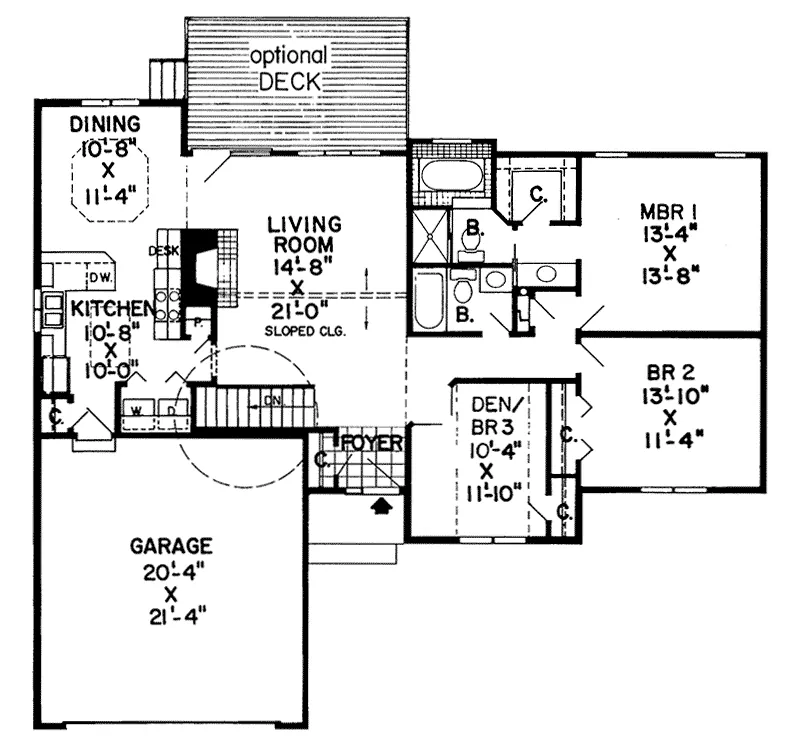 Ranch House Plan First Floor - Wyncrest Ranch Home 038D-0621 - Shop House Plans and More