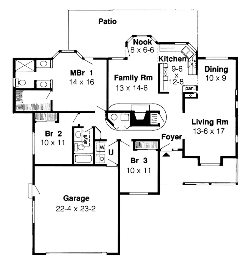 Ranch House Plan First Floor - Ventura Place Ranch Home 038D-0624 - Shop House Plans and More