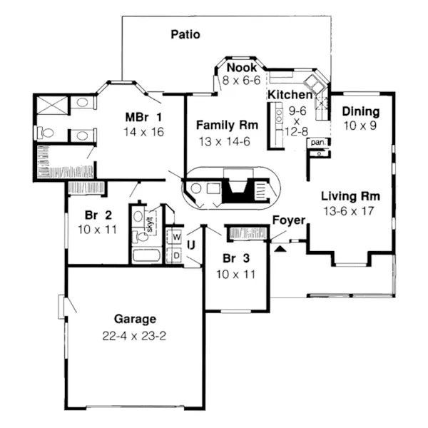 Traditional House Plan First Floor - Ventura Place Ranch Home 038D-0624 - Shop House Plans and More