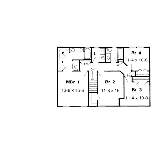 Greek Revival House Plan Second Floor - Fairford Georgian Home 038D-0630 - Search House Plans and More