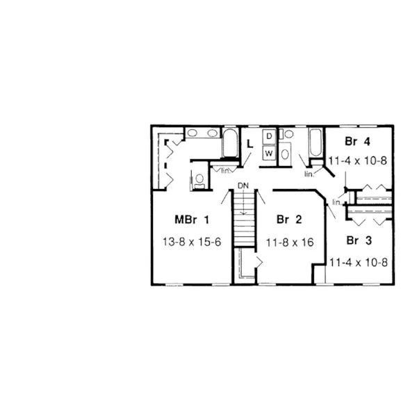 Colonial House Plan Second Floor - Felicia Early American Home 038D-0631 - Search House Plans and More