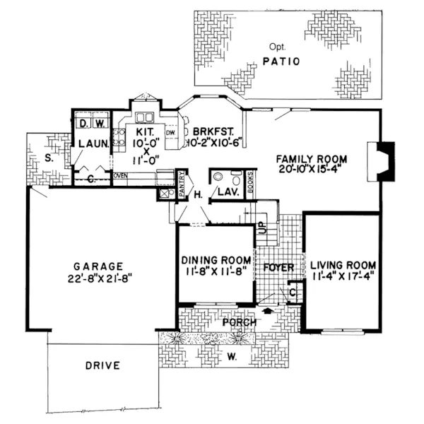 Traditional House Plan First Floor - Lynncrest Country Farmhouse 038D-0634 - Shop House Plans and More