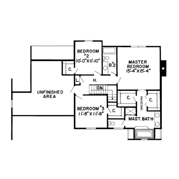 Traditional House Plan Second Floor - Lynncrest Country Farmhouse 038D-0634 - Shop House Plans and More