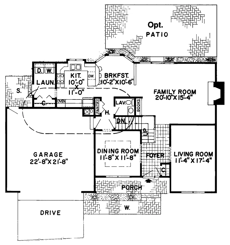 Traditional House Plan First Floor - Argonne Hill Country Home 038D-0635 - Search House Plans and More