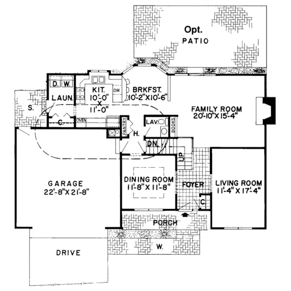 Farmhouse Plan First Floor - Argonne Hill Country Home 038D-0635 - Search House Plans and More