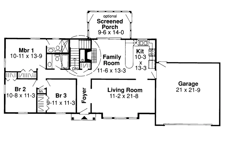 Ranch House Plan First Floor - Romaine Ranch Home 038D-0638 - Shop House Plans and More