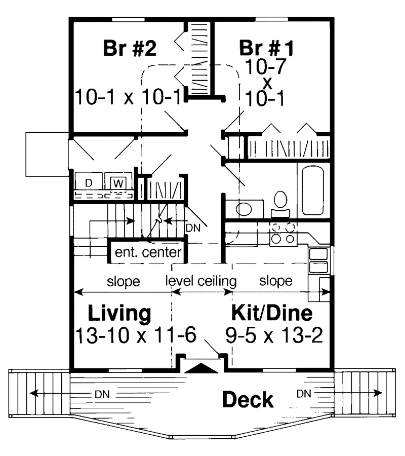 Waterfront House Plan First Floor - Summit Cliff A-Frame Style Home 038D-0644 - Shop House Plans and More