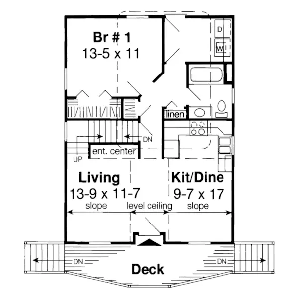 Vacation House Plan First Floor - Elsinore Cove A-Frame Home 038D-0645 - Search House Plans and More