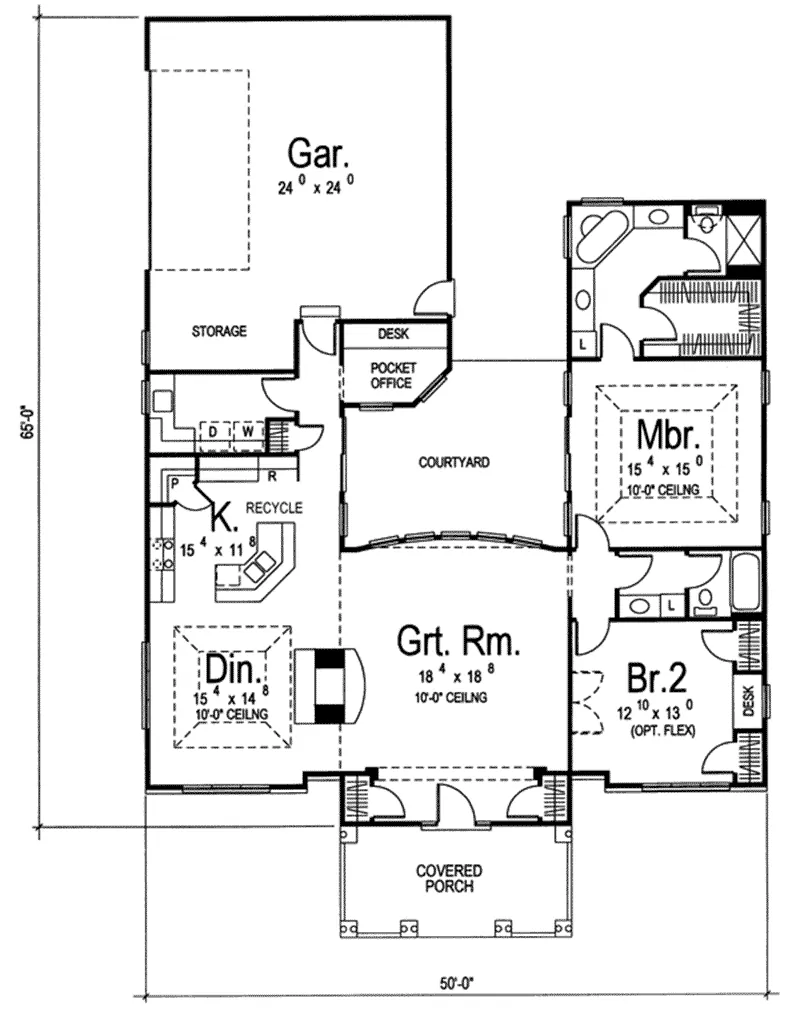 Traditional House Plan First Floor - Osprey Tide Florida Style Home 038D-0646 - Shop House Plans and More