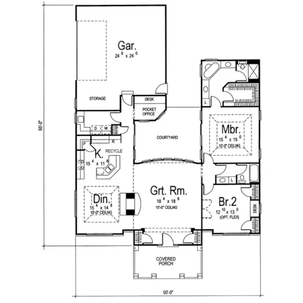 Traditional House Plan First Floor - Osprey Tide Florida Style Home 038D-0646 - Shop House Plans and More