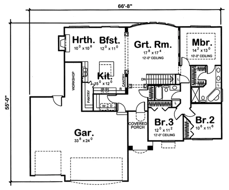 European House Plan First Floor - Harris Lane Traditional Ranch Home 038D-0647 - Search House Plans and More