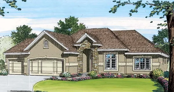 Modern House Plan Front of Home - Harris Lane Traditional Ranch Home 038D-0647 - Search House Plans and More