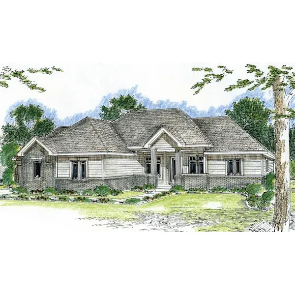 Ranch House Plan Front of Home - Plummer Ranch Home 038D-0648 - Shop House Plans and More