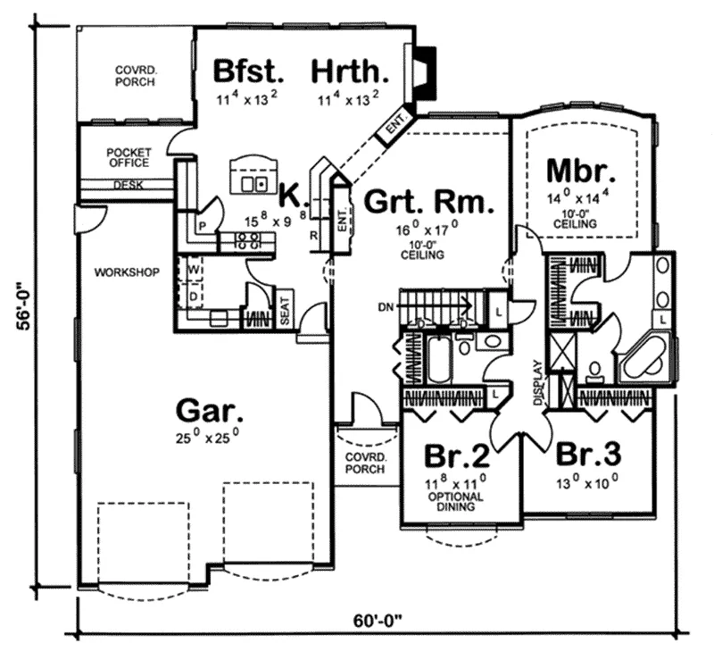 Traditional House Plan First Floor - Joshlynn Mill Ranch Home 038D-0649 - Search House Plans and More