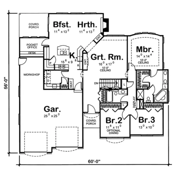 Country House Plan First Floor - Joshlynn Mill Ranch Home 038D-0649 - Search House Plans and More