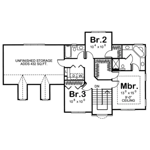 Victorian House Plan Second Floor - Otis Traditional Home 038D-0650 - Shop House Plans and More