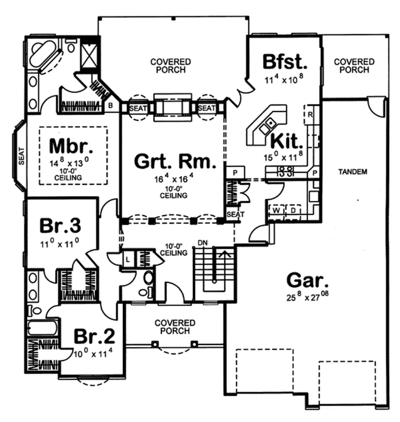 Modern House Plan First Floor - Cleeve Traditional Ranch Home 038D-0651 - Search House Plans and More