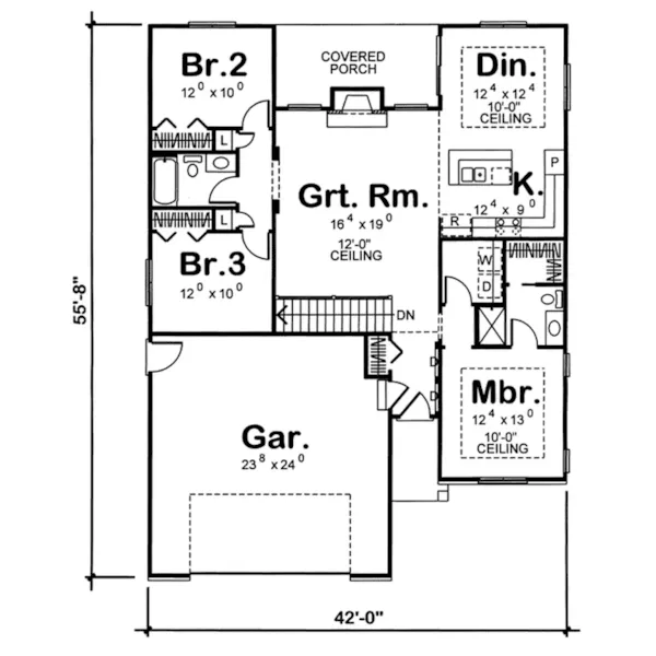 Southern House Plan First Floor - Montague Ranch Home 038D-0653 - Shop House Plans and More