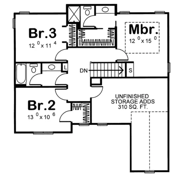 Traditional House Plan Second Floor - Mohan Traditional Home 038D-0656 - Shop House Plans and More