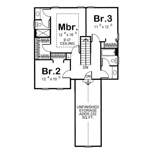 Southern House Plan Second Floor - Teson Traditional Two-Story Home 038D-0657 - Shop House Plans and More