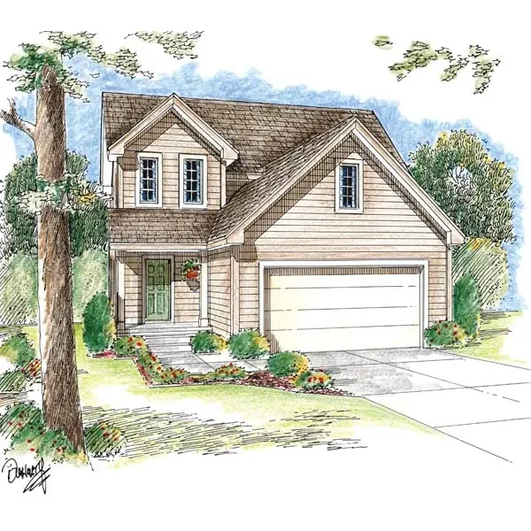 Southern House Plan Front of Home - Teson Traditional Two-Story Home 038D-0657 - Shop House Plans and More