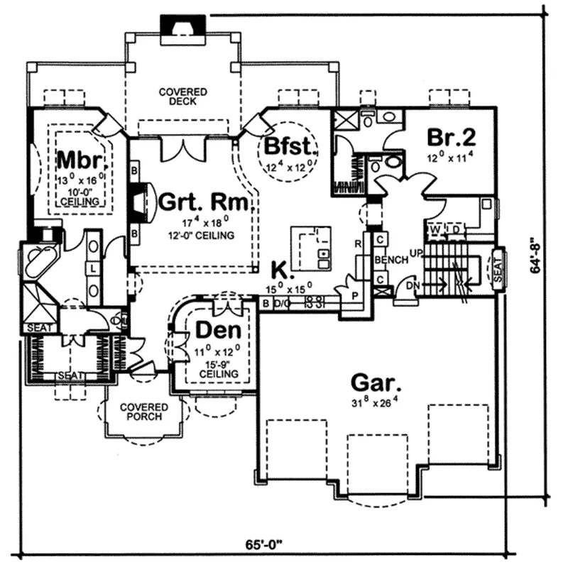 Country House Plan First Floor - Garson Traditional Ranch Home 038D-0659 - Search House Plans and More