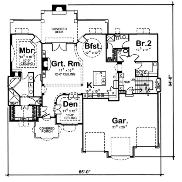 Modern House Plan First Floor - Garson Traditional Ranch Home 038D-0659 - Search House Plans and More