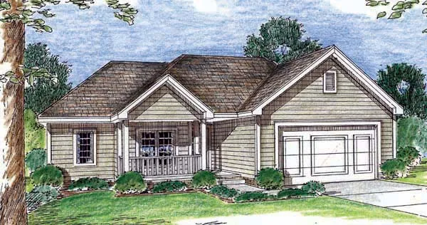 Ranch House Plan Front of Home - Young Country Ranch Home 038D-0660 - Shop House Plans and More