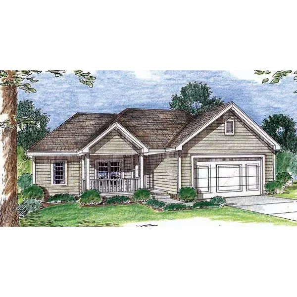 Southern House Plan Front of Home - Young Country Ranch Home 038D-0660 - Shop House Plans and More