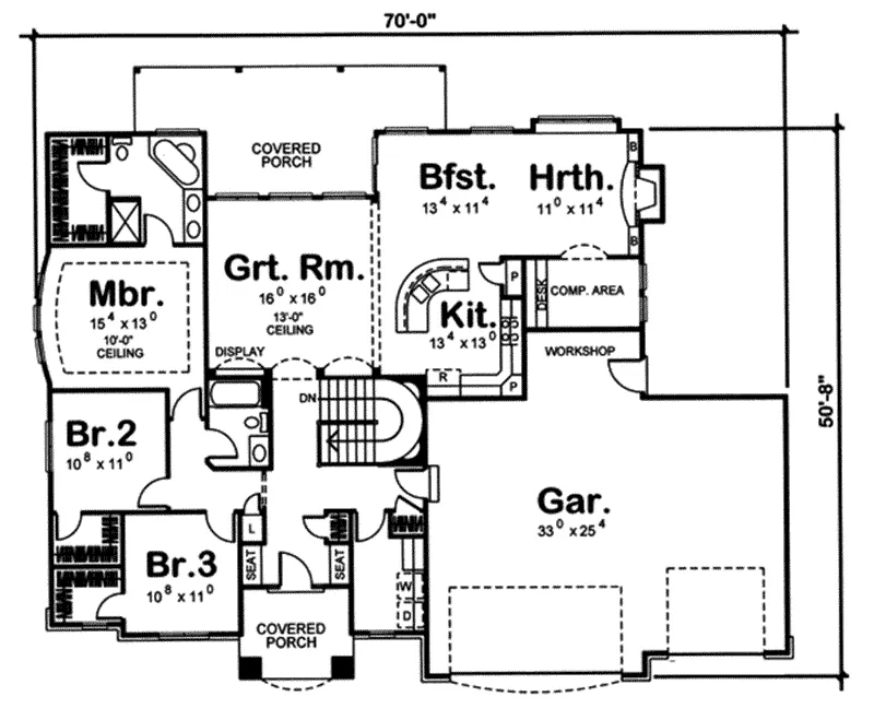 Ranch House Plan First Floor - Wegman Traditional Home 038D-0661 - Shop House Plans and More