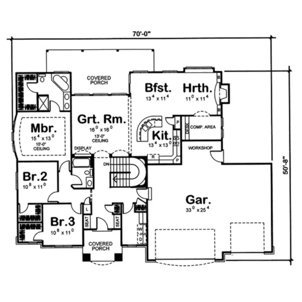 Ranch House Plan First Floor - Wegman Traditional Home 038D-0661 - Shop House Plans and More