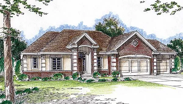 Ranch House Plan Front of Home - Wegman Traditional Home 038D-0661 - Shop House Plans and More