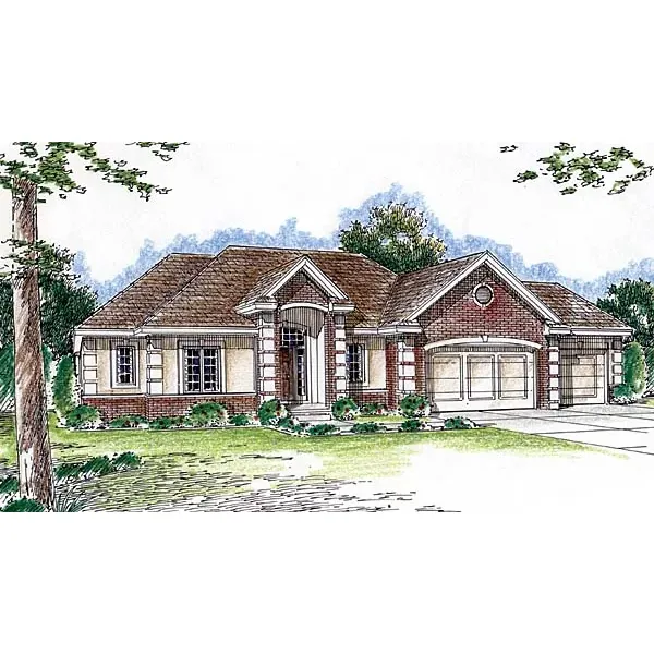 Ranch House Plan Front of Home - Wegman Traditional Home 038D-0661 - Shop House Plans and More