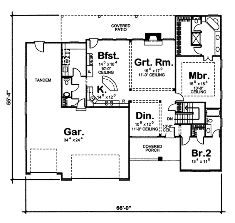 Ranch House Plan First Floor - Alex Grove Country Home 038D-0665 - Search House Plans and More