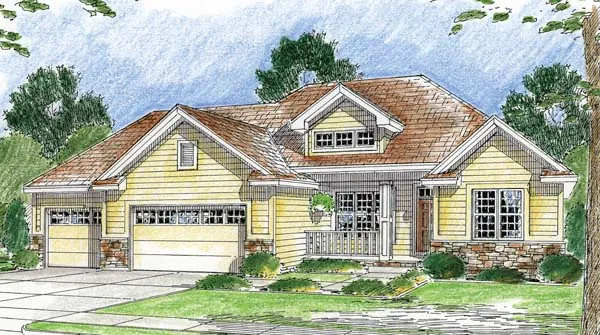 Ranch House Plan Front of Home - Alex Grove Country Home 038D-0665 - Search House Plans and More