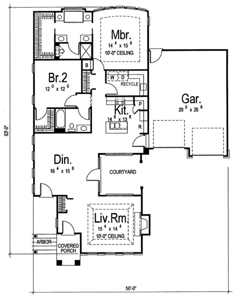 Southern House Plan First Floor - Wilcox Ranch Home 038D-0666 - Shop House Plans and More