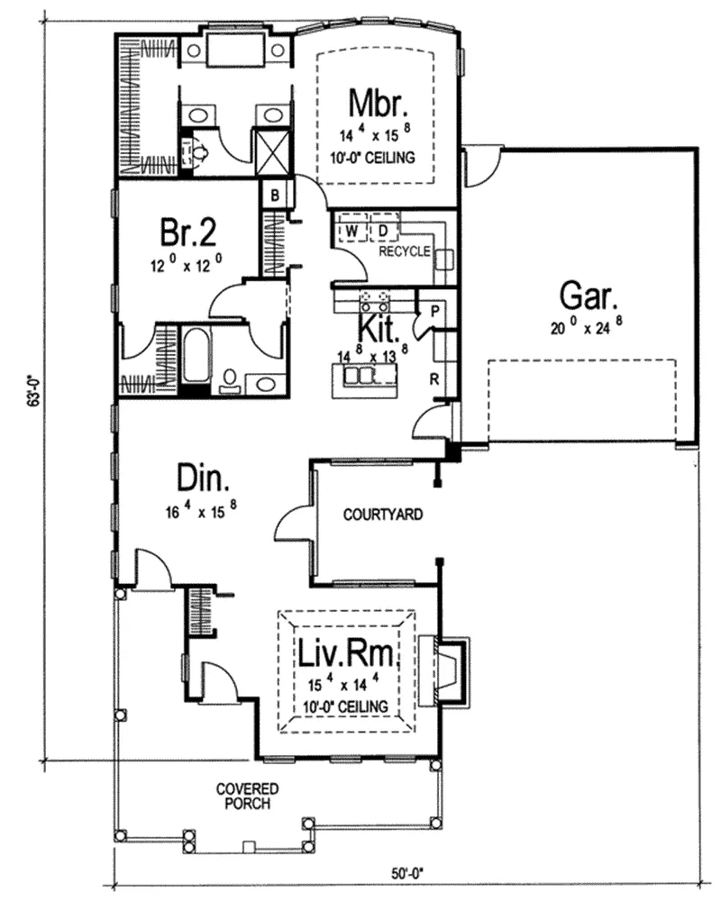 Contemporary House Plan First Floor - Ulmer Hill Country Home 038D-0667 - Shop House Plans and More
