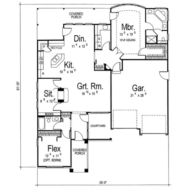 European House Plan First Floor - Cole Ranch Home 038D-0669 - Search House Plans and More