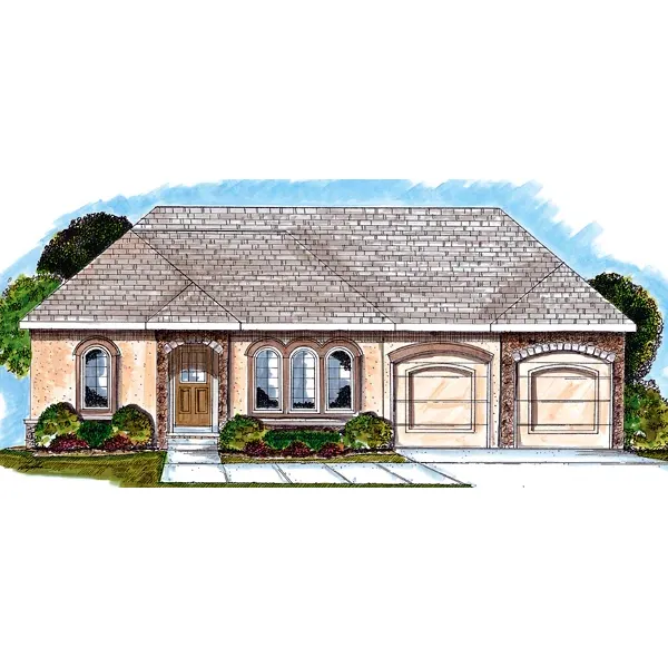 Southwestern House Plan Front of Home - Hebron Bay Sunbelt Home 038D-0672 - Search House Plans and More