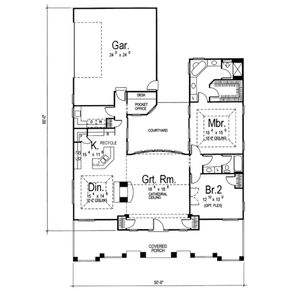 Southern House Plan First Floor - Harbor Florida Style Home 038D-0679 - Search House Plans and More